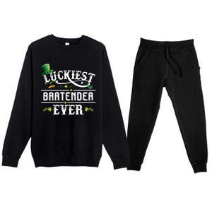 Luckiest Bartender Ever Leprechaun Hat St Patrick Day Gift Meaningful Gift Premium Crewneck Sweatsuit Set