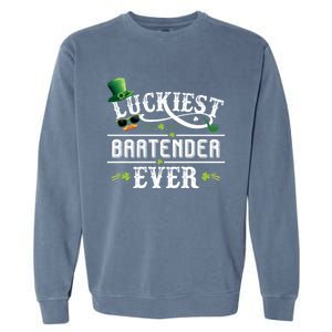 Luckiest Bartender Ever Leprechaun Hat St Patrick Day Gift Meaningful Gift Garment-Dyed Sweatshirt