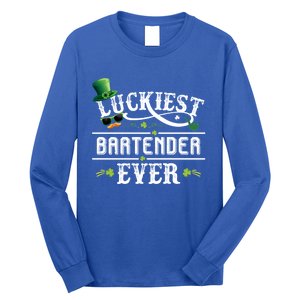 Luckiest Bartender Ever Leprechaun Hat St Patrick Day Gift Meaningful Gift Long Sleeve Shirt