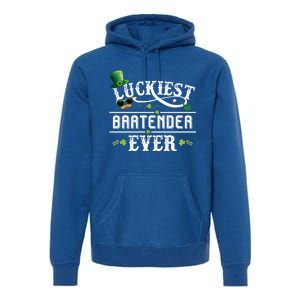 Luckiest Bartender Ever Leprechaun Hat St Patrick Day Gift Meaningful Gift Premium Hoodie