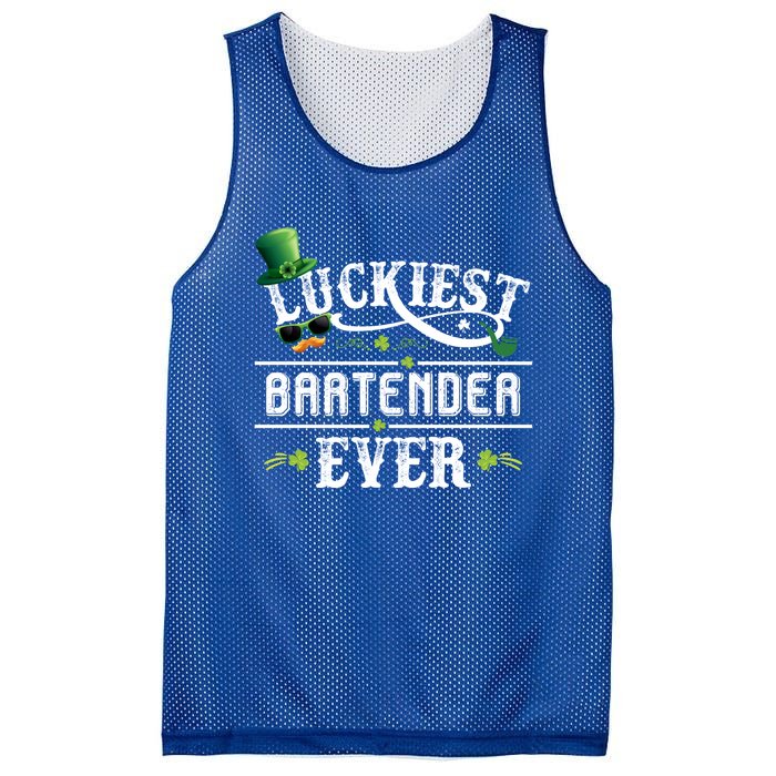 Luckiest Bartender Ever Leprechaun Hat St Patrick Day Gift Meaningful Gift Mesh Reversible Basketball Jersey Tank