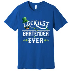 Luckiest Bartender Ever Leprechaun Hat St Patrick Day Gift Meaningful Gift Premium T-Shirt