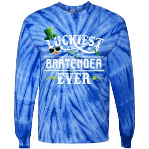 Luckiest Bartender Ever Leprechaun Hat St Patrick Day Gift Meaningful Gift Tie-Dye Long Sleeve Shirt