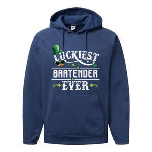 Luckiest Bartender Ever Leprechaun Hat St Patrick Day Gift Meaningful Gift Performance Fleece Hoodie