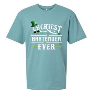 Luckiest Bartender Ever Leprechaun Hat St Patrick Day Gift Meaningful Gift Sueded Cloud Jersey T-Shirt