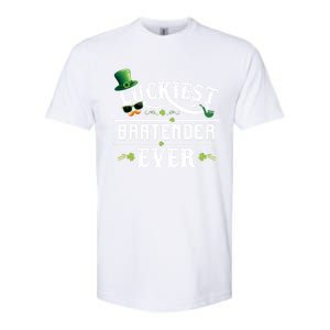 Luckiest Bartender Ever Leprechaun Hat St Patrick Day Gift Meaningful Gift Softstyle CVC T-Shirt