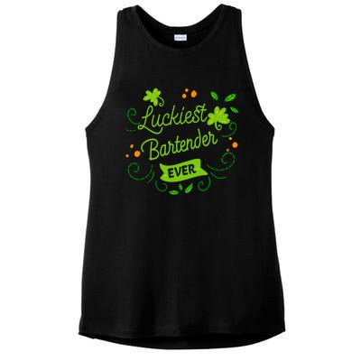 Luckiest Bartender Ever Matching St Patrick's Day Irish Gift Ladies PosiCharge Tri-Blend Wicking Tank