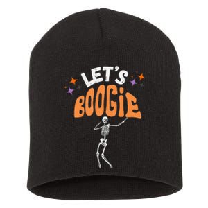 LetS Boogie Funny Skeleton Dance Retro Halloween Short Acrylic Beanie