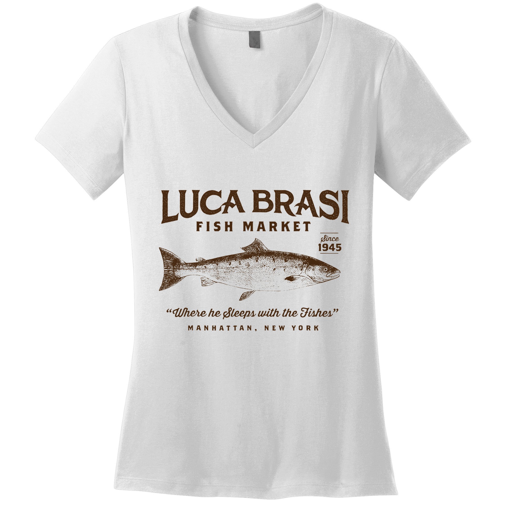 Luca Brasi Fish Market Women's V-Neck T-Shirt
