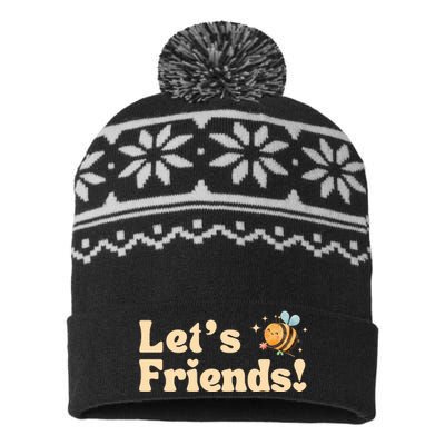 Lets Bee Friends Funny Bees Lover USA-Made Snowflake Beanie