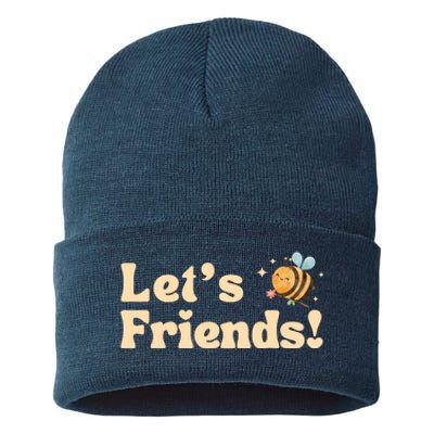 Lets Bee Friends Funny Bees Lover Sustainable Knit Beanie