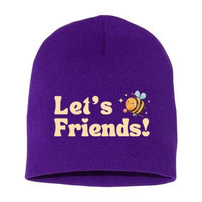 Lets Bee Friends Funny Bees Lover Short Acrylic Beanie