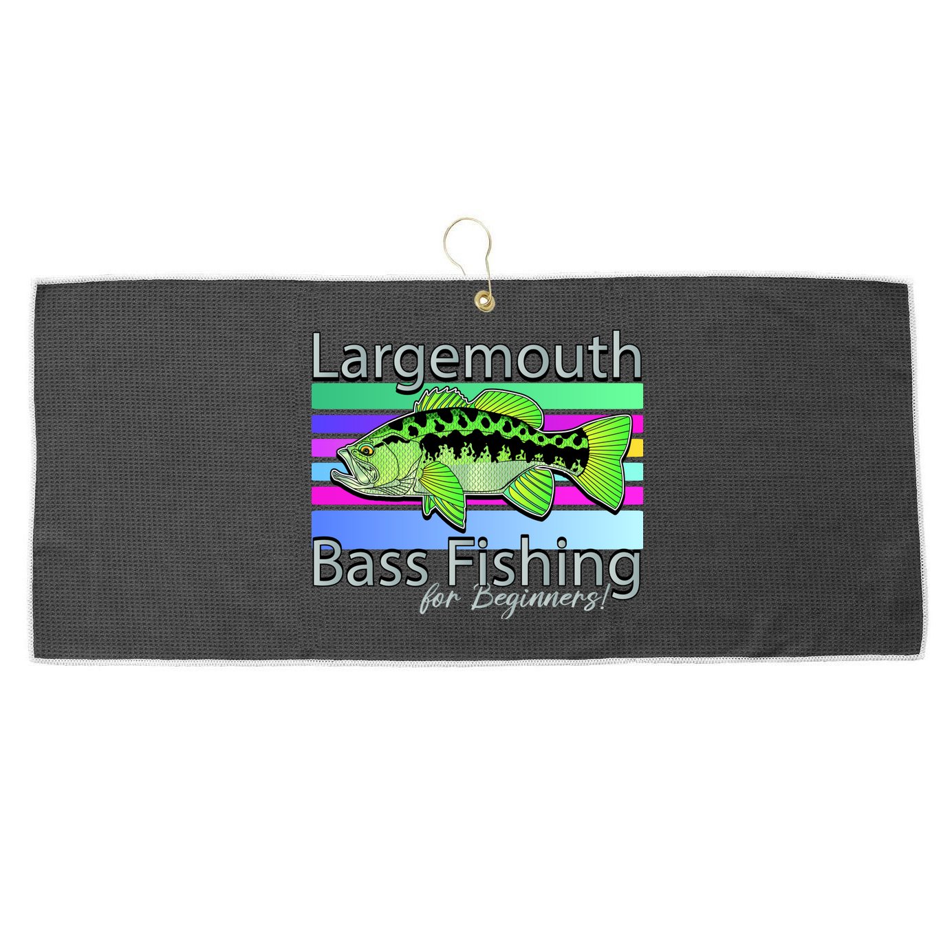 Largemouth Bass Fishing For Beginners Large Microfiber Waffle Golf Towel
