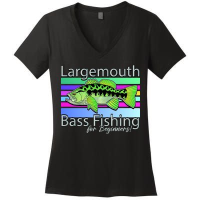 Largemouth Bass Fishing For Beginners Women's V-Neck T-Shirt