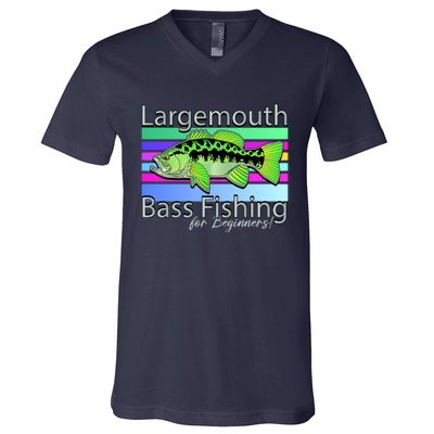 Largemouth Bass Fishing For Beginners V-Neck T-Shirt