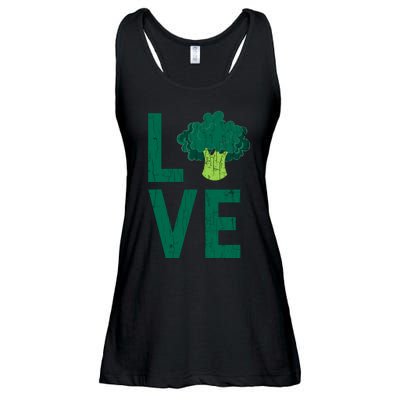 Love Broccoli Funny Vegan Vegetables Vegetarian Graphic Ladies Essential Flowy Tank