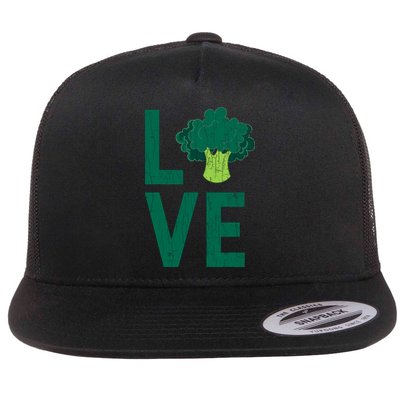Love Broccoli Funny Vegan Vegetables Vegetarian Graphic Flat Bill Trucker Hat