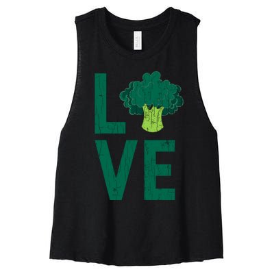 Love Broccoli Funny Vegan Vegetables Vegetarian Graphic Women's Racerback Cropped Tank