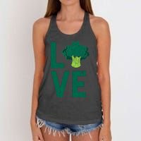 Love Broccoli Funny Vegan Vegetables Vegetarian Graphic Women's Knotted Racerback Tank