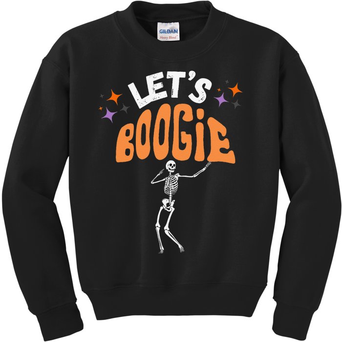 LetS Boogie Funny Skeleton Dance Retro Halloween Premium Kids Sweatshirt