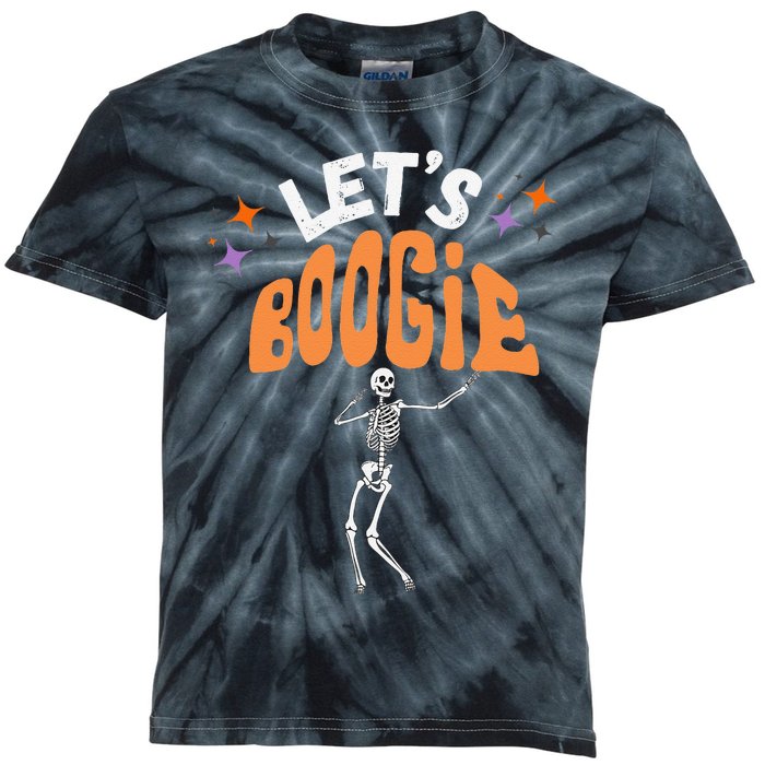 LetS Boogie Funny Skeleton Dance Retro Halloween Premium Kids Tie-Dye T-Shirt