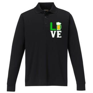 Love Beer For St. Patrick's Day Performance Long Sleeve Polo