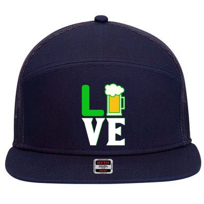 Love Beer For St. Patrick's Day 7 Panel Mesh Trucker Snapback Hat