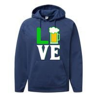 Love Beer For St. Patrick's Day Performance Fleece Hoodie