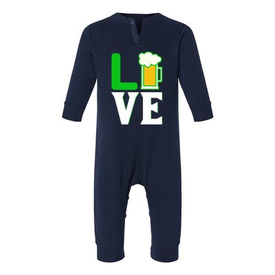 Love Beer For St. Patrick's Day Infant Fleece One Piece