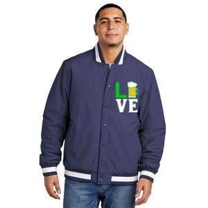 Love Beer For St. Patrick's Day Insulated Varsity Jacket