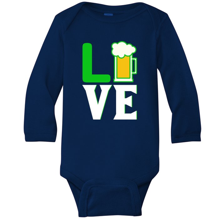 Love Beer For St. Patrick's Day Baby Long Sleeve Bodysuit