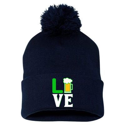 Love Beer For St. Patrick's Day Pom Pom 12in Knit Beanie