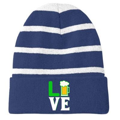 Love Beer For St. Patrick's Day Striped Beanie with Solid Band