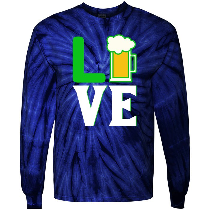 Love Beer For St. Patrick's Day Tie-Dye Long Sleeve Shirt