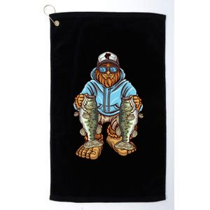 Largemouth Bass Fishing Bigfoot Fisher Cute Gift Platinum Collection Golf Towel