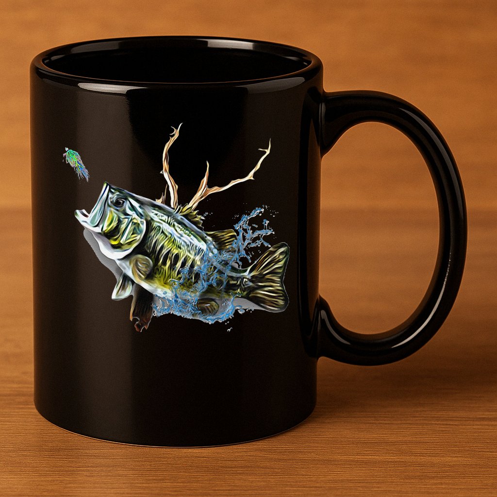 Largemouth Bass Fishing Largemouth Bass 11oz C Handle Ceramic Mug