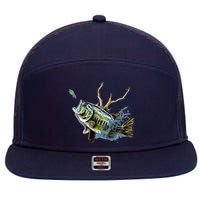 Largemouth Bass Fishing Largemouth Bass 7 Panel Mesh Trucker Snapback Hat