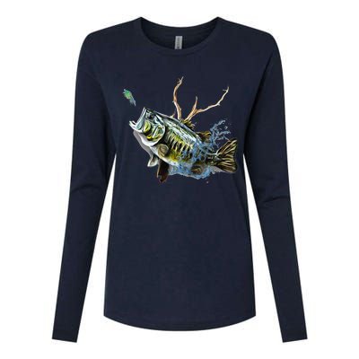 Largemouth Bass Fishing Largemouth Bass Womens Cotton Relaxed Long Sleeve T-Shirt