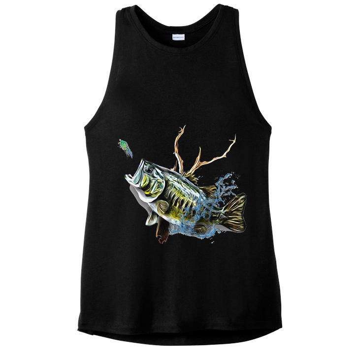 Largemouth Bass Fishing  & Largemouth Bass Ladies PosiCharge Tri-Blend Wicking Tank