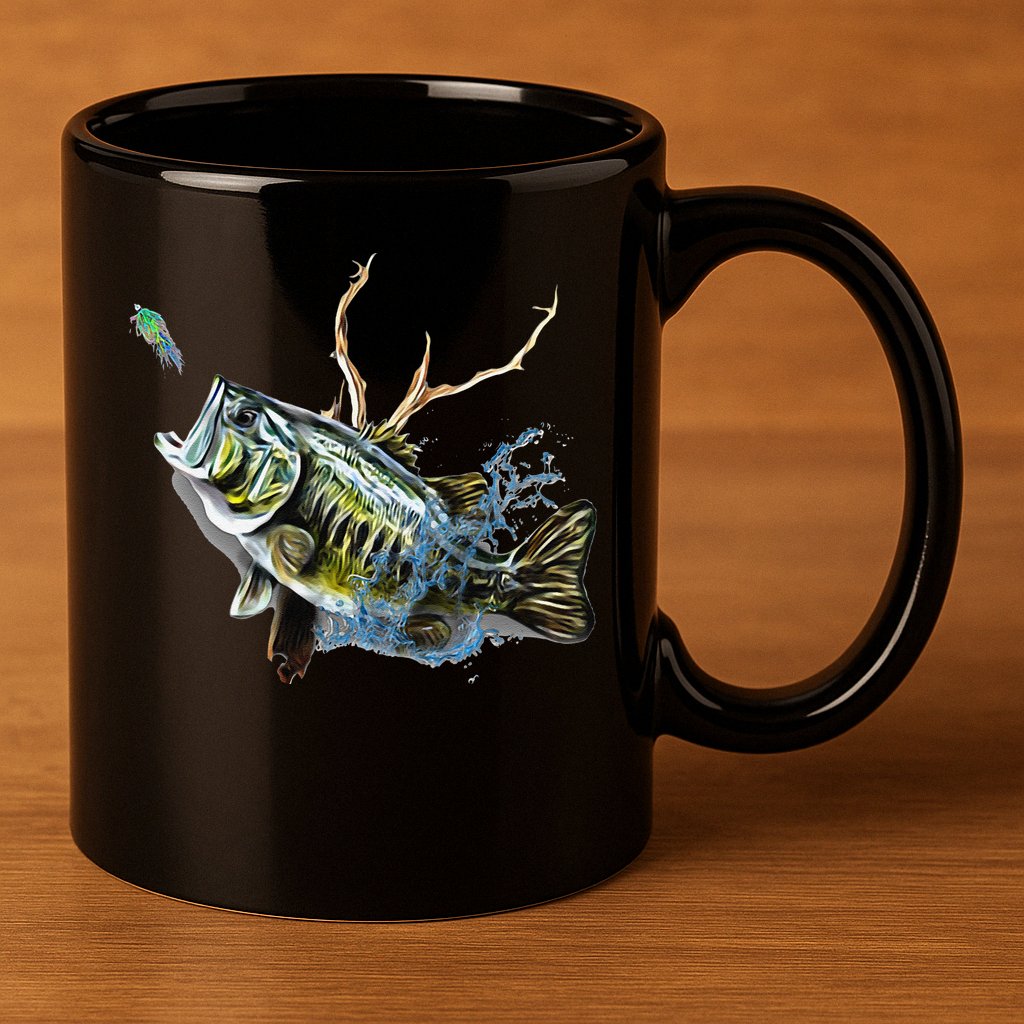 Largemouth Bass Fishing  & Largemouth Bass 11oz C Handle Ceramic Mug