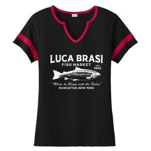 Luca Brasi Fish Market Fishing Ladies Halftime Notch Neck Tee