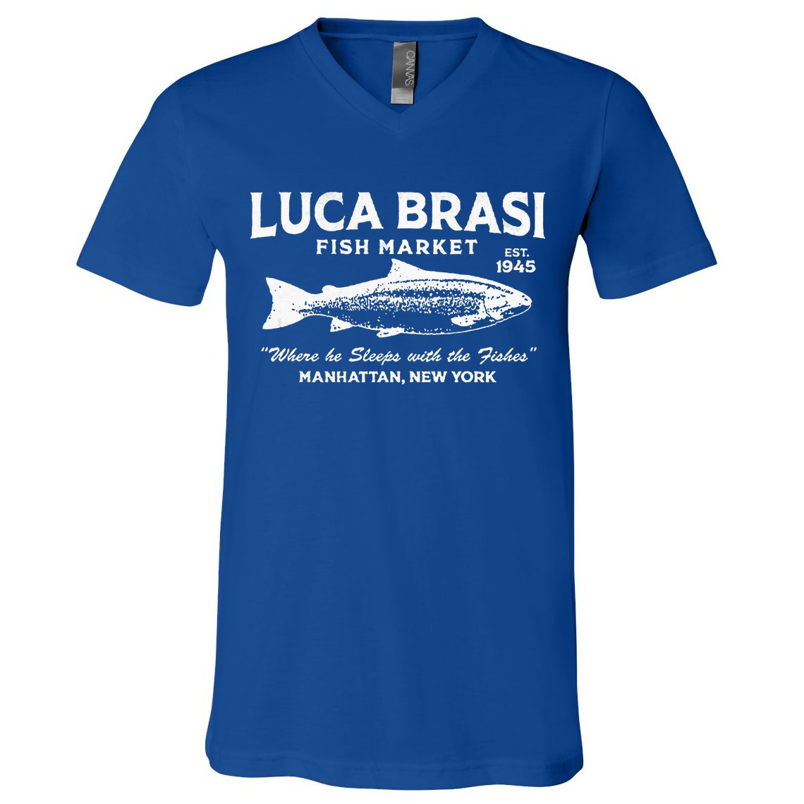 Luca Brasi Fish Market Fishing V-Neck T-Shirt