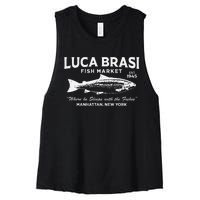 Luca Brasi Fish Market The Godfather Fishing Women's Racerback Cropped Tank