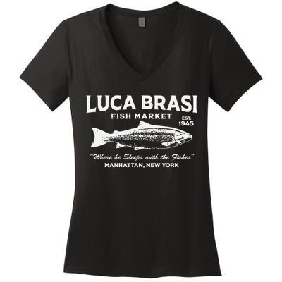 Luca Brasi Fish Market The Godfather Fishing Women's V-Neck T-Shirt