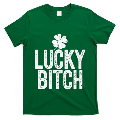 LUCKY BITCH Funny St Patricks Day Meme 4 Leaf Clover T-Shirt