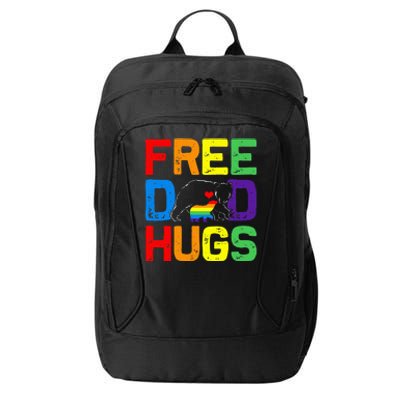 LGBTQ Bear Free Dad Hugs Proud Ally Daddy Rainbow Flag Pride City Backpack