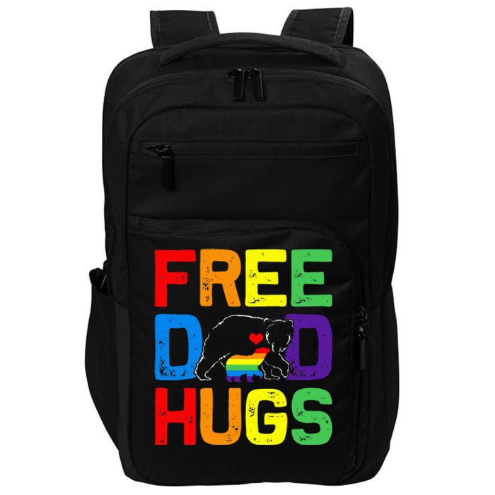 LGBTQ Bear Free Dad Hugs Proud Ally Daddy Rainbow Flag Pride Impact Tech Backpack