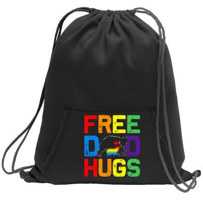 LGBTQ Bear Free Dad Hugs Proud Ally Daddy Rainbow Flag Pride Sweatshirt Cinch Pack Bag