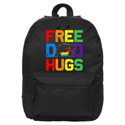 LGBTQ Bear Free Dad Hugs Proud Ally Daddy Rainbow Flag Pride 16 in Basic Backpack