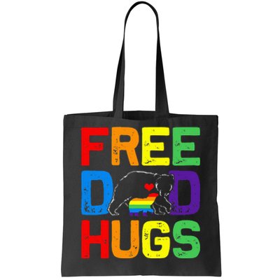 LGBTQ Bear Free Dad Hugs Proud Ally Daddy Rainbow Flag Pride Tote Bag